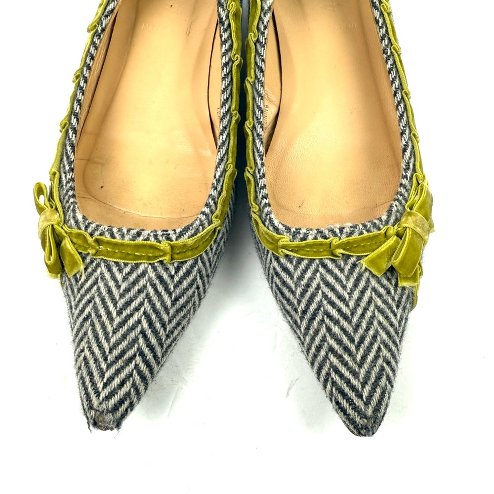 J Crew Shoes 7.5 Tweed Wool Pointed Heels Slip On Herringbone Womens Italy Made - Picture 3 of 9